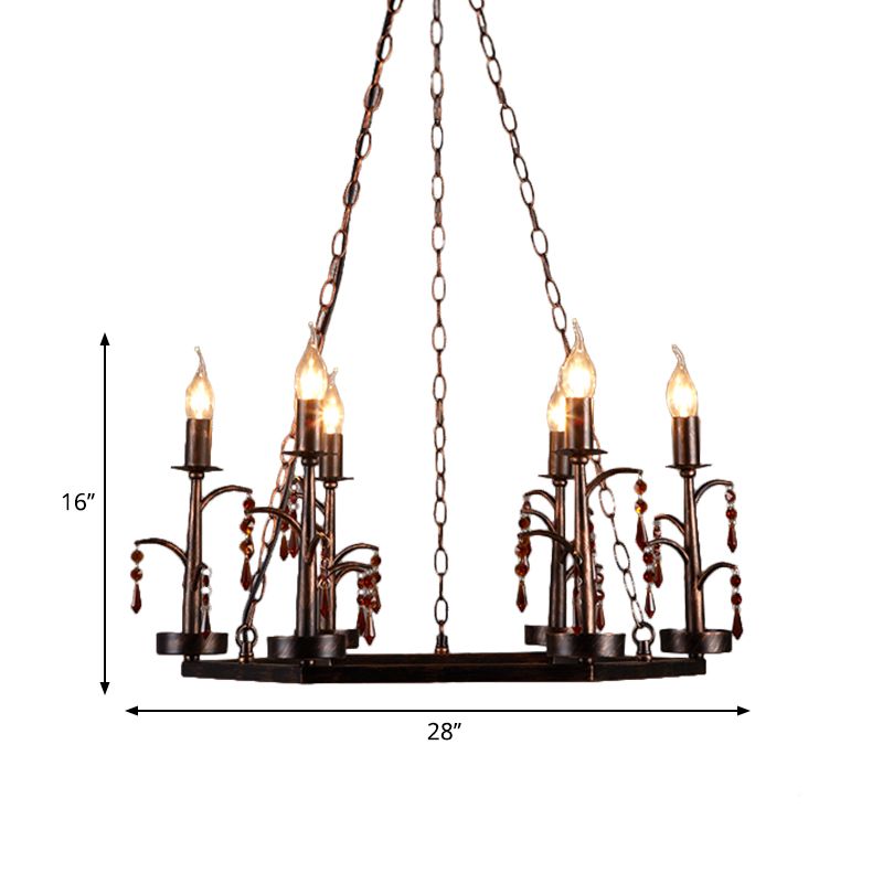 Metal Rust Pendant lampe géométrique 6 lumières Lumières lustres vintage pour salle à manger