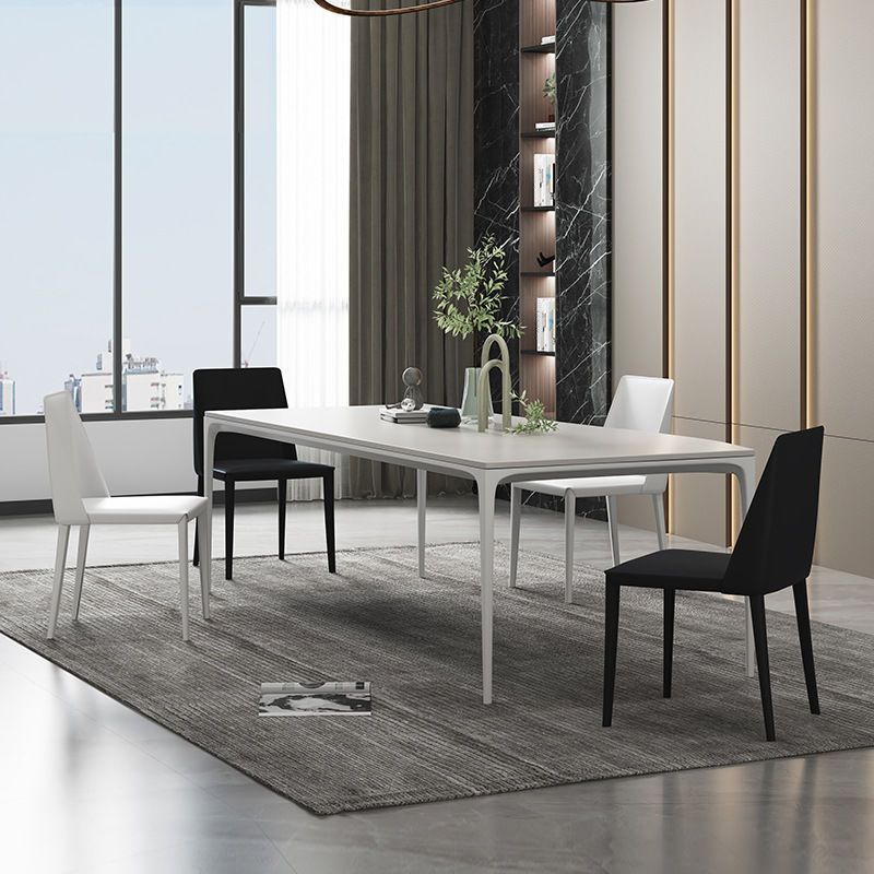 Contemporary Sintered Stone Dining Table Rectangle Table with Metal Legs for Home Use