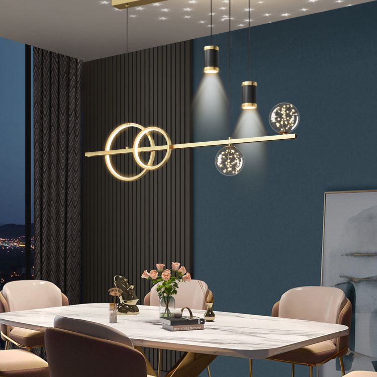 Luces de la isla de la esfera Pendientes contemporáneos de la isla de metal con sombra de vidrio