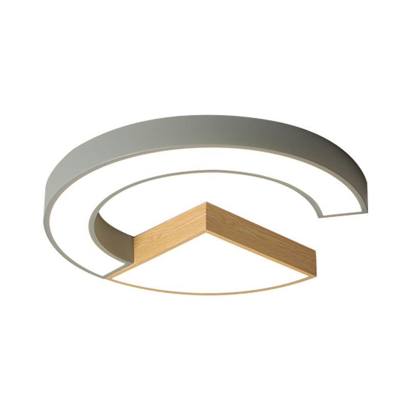 Splicing Geometrische Decke Flush Mount Nordic Eisen Grün/Grau und Holz LED Flushmount Beleuchtung für Nursery