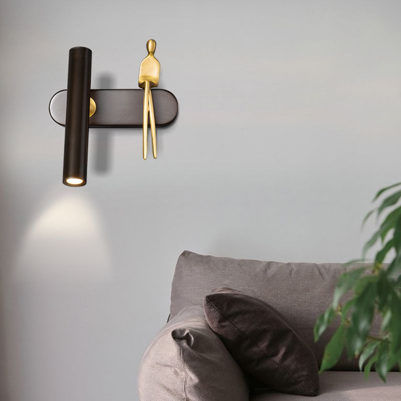 Nordic Style Copper Wall Light Cylinder Shape Wall Lamp for Bedroom (Included Doll)