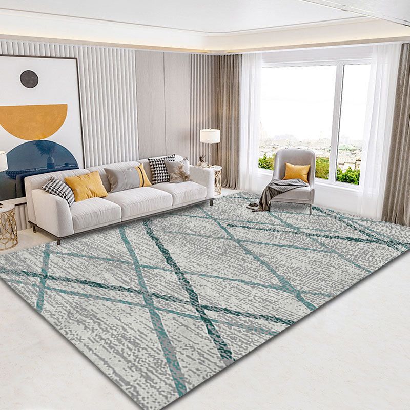Metal Lines Carpet Polyester Modern Carpet Non-Slip Backing Carpet for Living Room