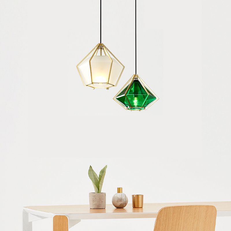 Pendoir en verre post-moderne Lumière de coucher de chevet à 1 lumière