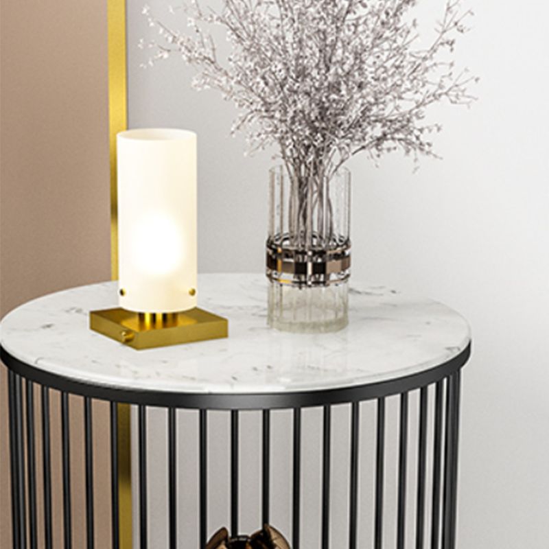 21.6" Tall Modern Style Sofa Side Accent Table Metal Drum End Table