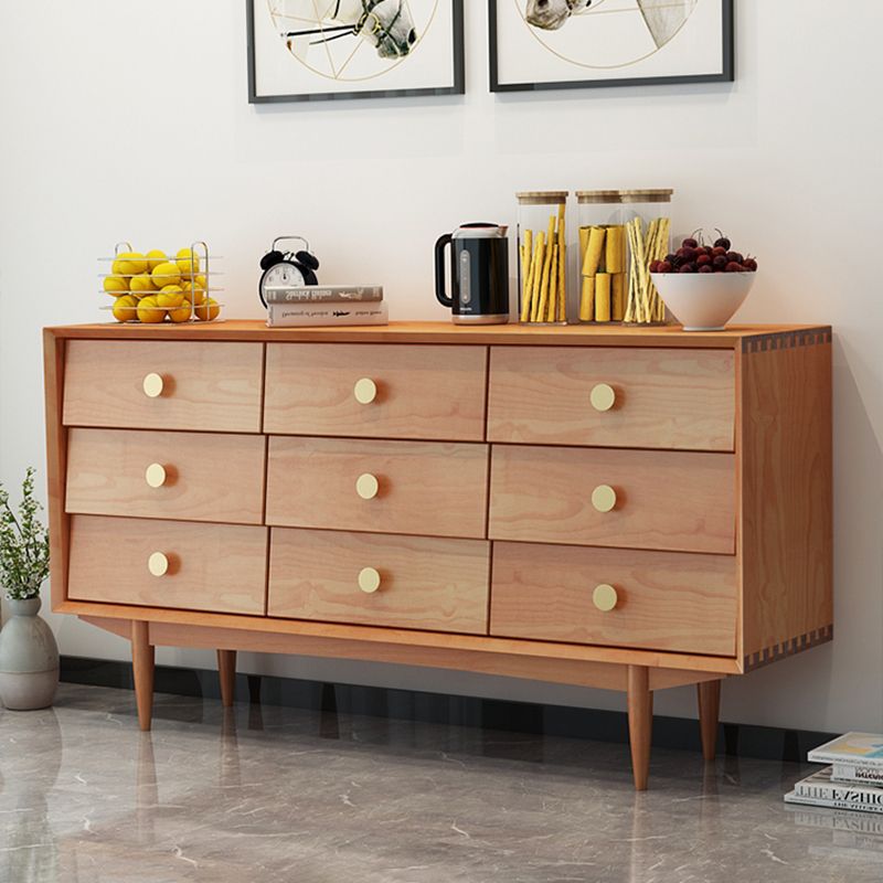 Ultra-Modern Double Dresser Horizontal Solid Wood Storage Chest Dresser for Bedroom