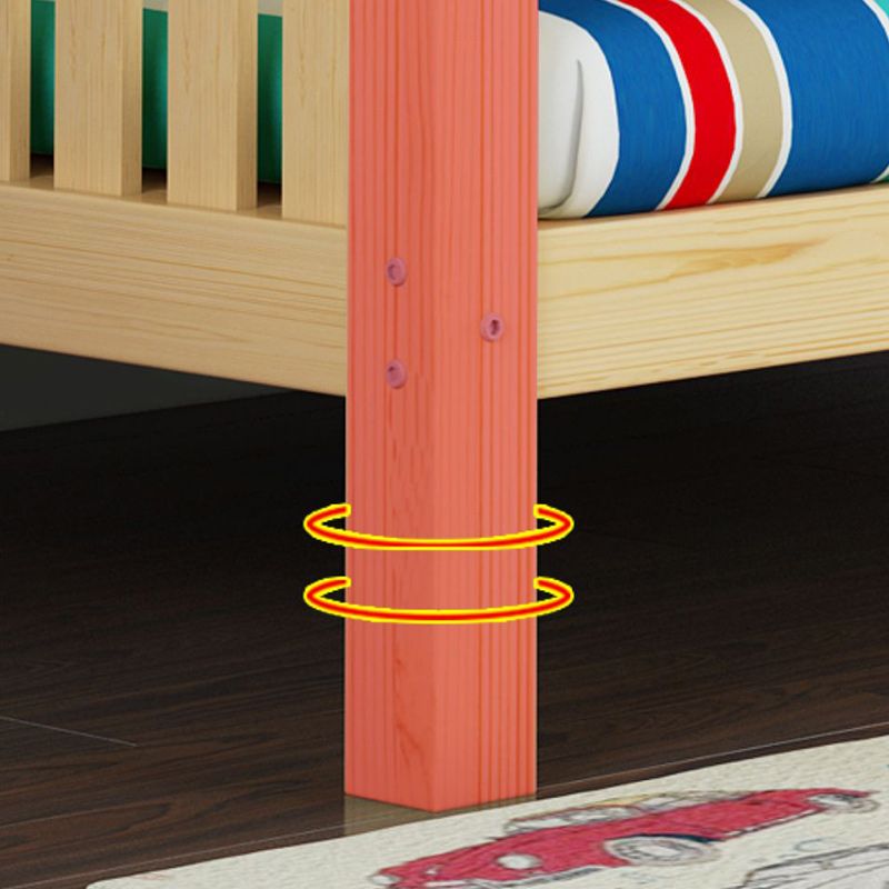 Solid Wood Bunk Bed Contemporary Rubberwood Bed with Headboard