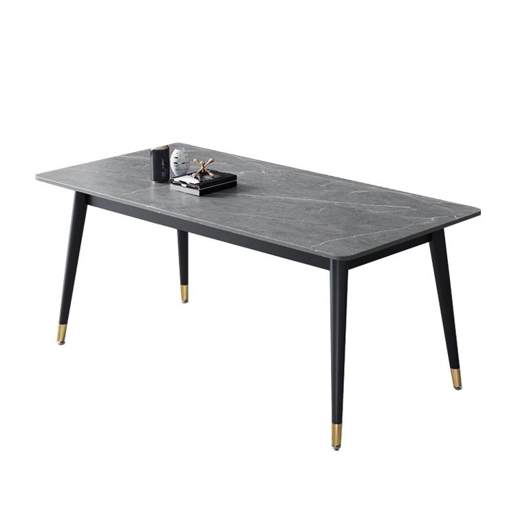 Mesa de comedor de piedra rectangular glamorosa mesa de acabado mate con 4 patas