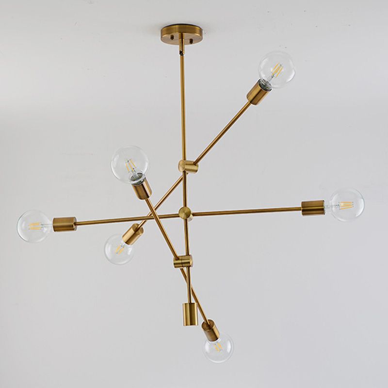 6-Lights Minimalism Metal Molecular Chandelier Lamp Nordic Style Open Bulb Design Dining Room Pendant