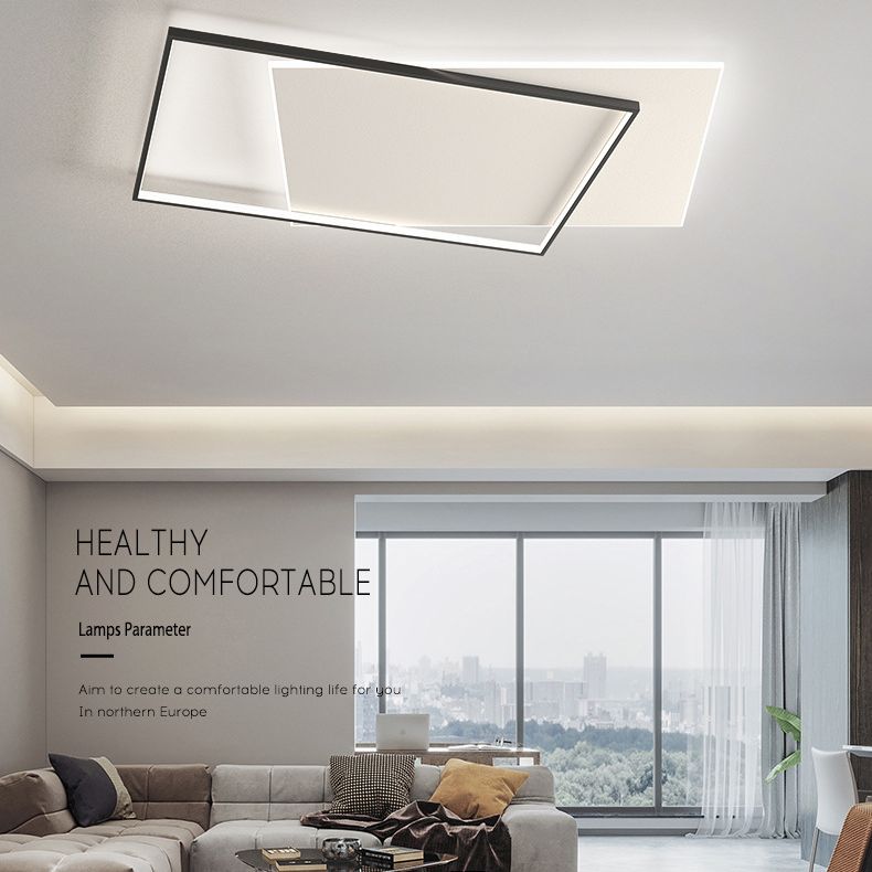 Plafonnier carré encastré moderne en acrylique pour chambre à coucher, luminaire LED encastré en noir et blanc