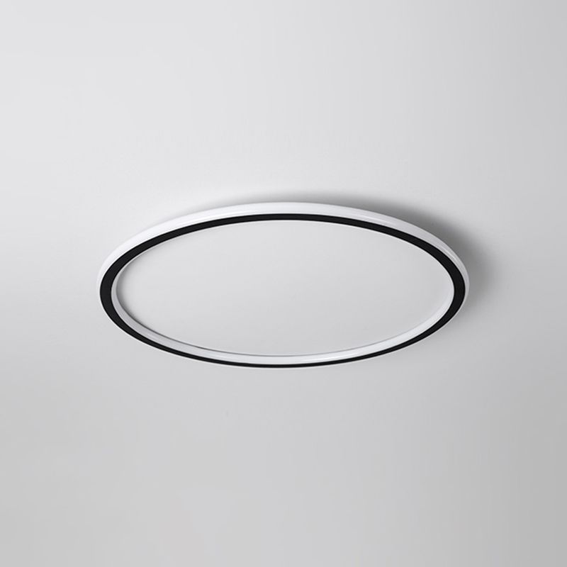 Contemporary Round Flush Light Metal 1 Light Flush Mount Ceiling Fixture in Black