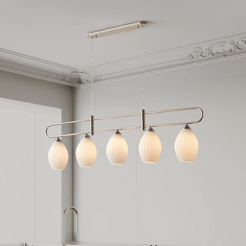 Nordic Style Iron Hanging Lamp Ellipse Shape Island Light Fixture for Living Room