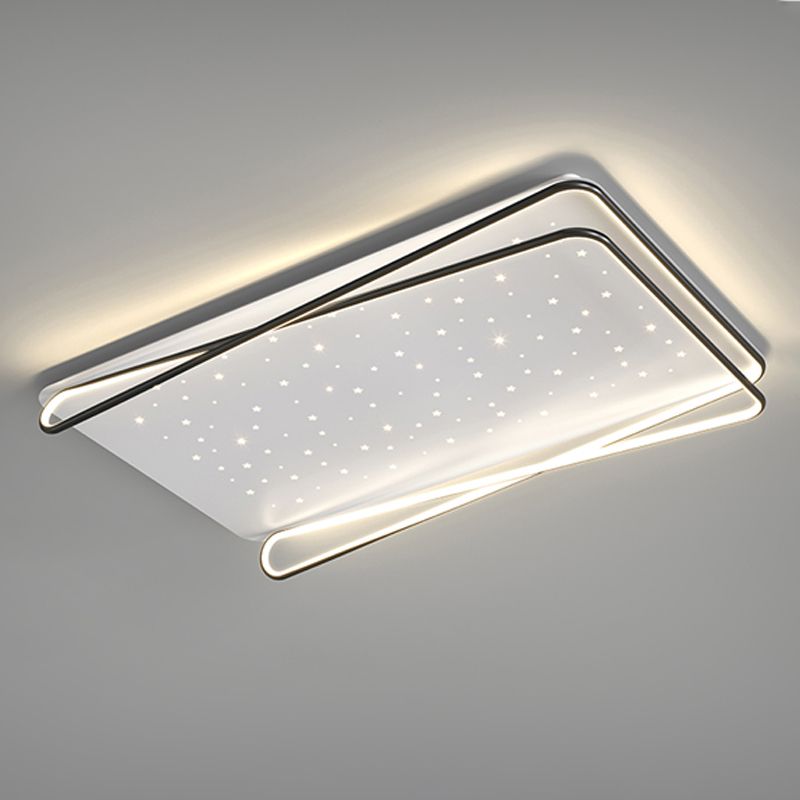 Geometry Shape LED Ceiling Lamp Modern Aluminum 2 Lights Flush Mount for Living Room