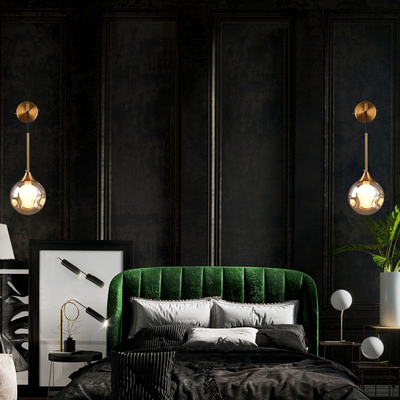 Luce murale a parete sferica in vetro Lucione da parete in stile moderno per camera da letto
