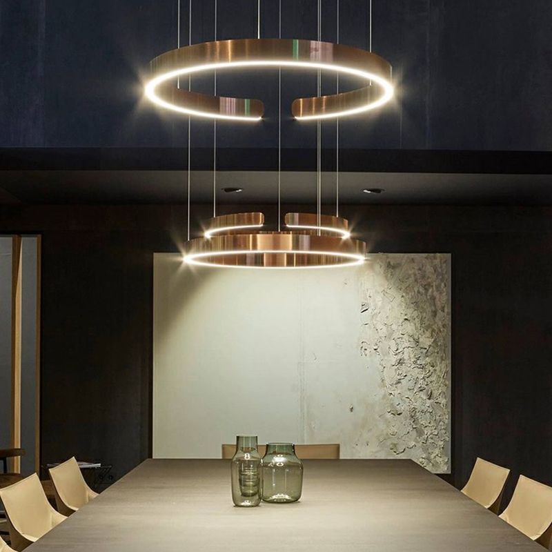 Linear Pendant Lighting Fixture Modern Style LED Hanging Chandelier for Sitting Room