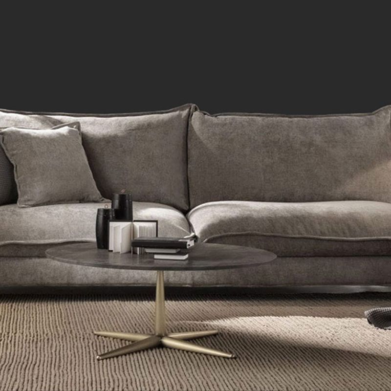 Linen Square Arm Sofa & Chaise with Reversible Modern Cushions Loose Back Sofa