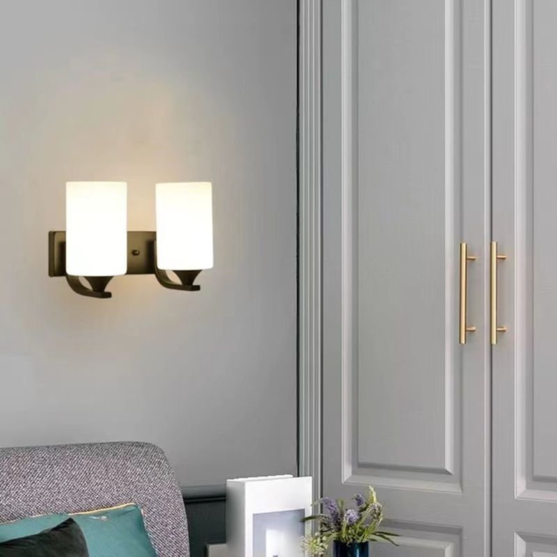 Contemporary Vanity Lighting Glass Shade Wall Light Fixture for Bathroom