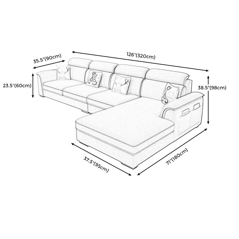 Contemporary L-Shape Sectional with Storage and USB for Apartment