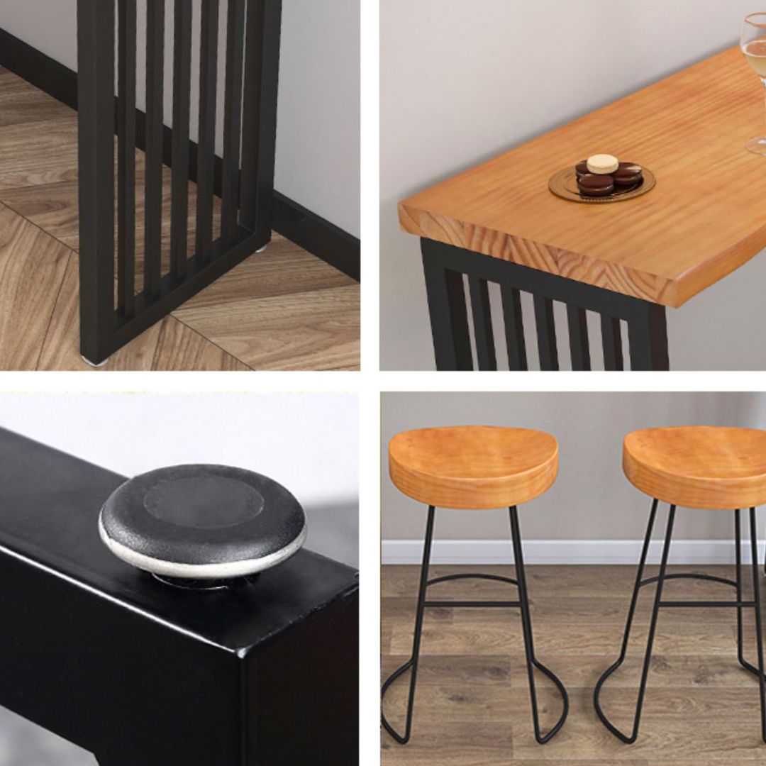 Industrial Rectangle Solid Wood Bar Table Set 1/2/3/4/5/7 Pieces Counter Table with Stools