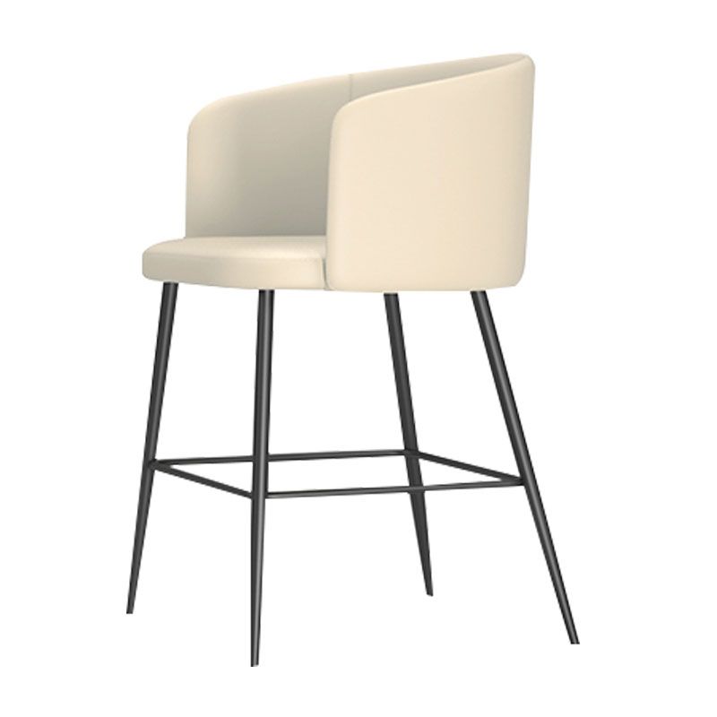 Modern Bar Stool Leather Backrest Bar Stools for Dining Room with Metal Legs