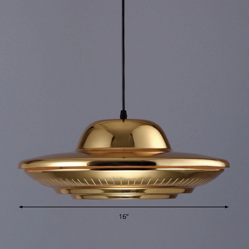 Modern Saucer Pendant Lighting Fixture Metal 16"/18" Wide 1 Light Dining Room Hanging Light Kit in Gold