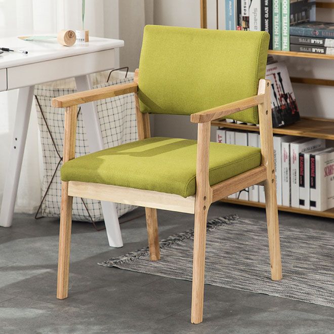 Contemporary Wood Arm Chair Open Back Dining Side Furniture in Matte Finish