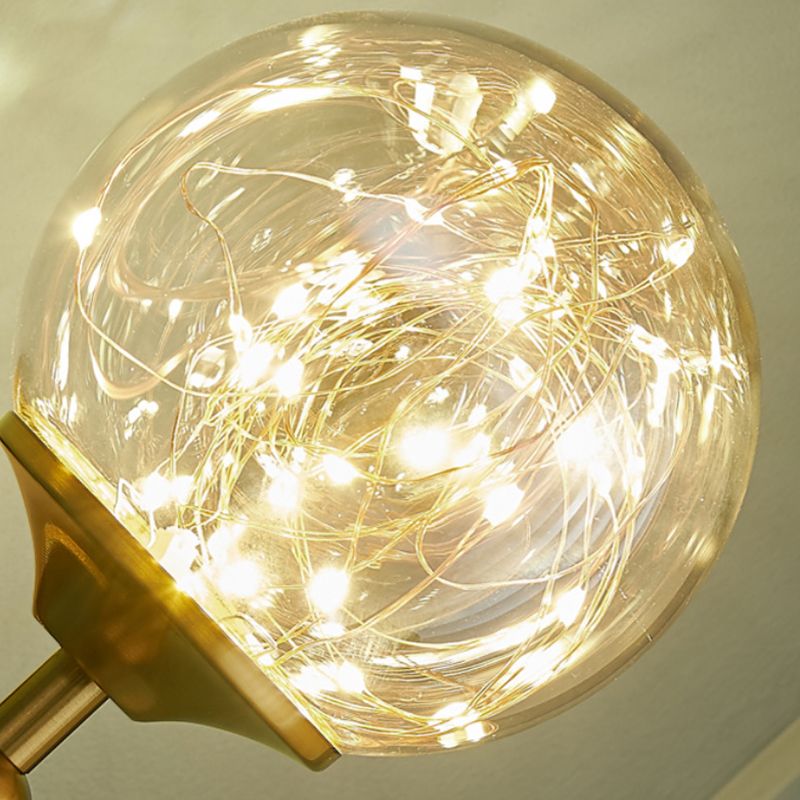 Ball Blown Glass Wall Lamp Fixture Nordic Gold Finish LED Sconce Lighting with String Light
