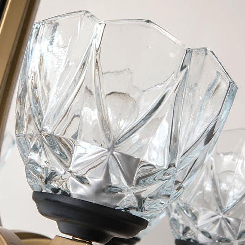 Moderne 5 Köpfe Kronleuchter Beleuchtung Messingkuppel Anhänger Leuchte mit klarem Glasschatten