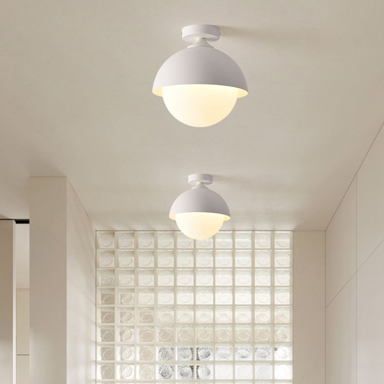 Metal Flush Mount in Black / White Ceiling Flush with Glass Ball Shade