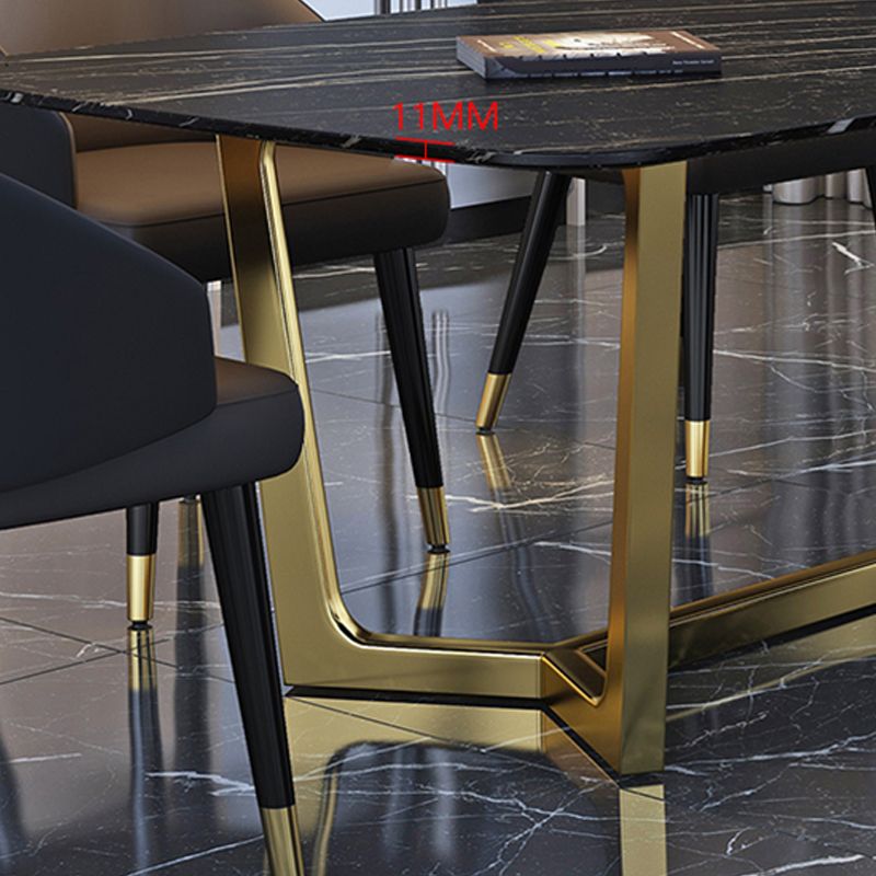 Glam Indoor Dining Table Set 1/4/5/7 Pieces Rectangle Trestle Dinette Set in Black