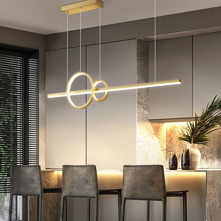 Circle Island Chandelier Lights Contemporary Metallic Chandelier Lighting Fixtures For Dining Table