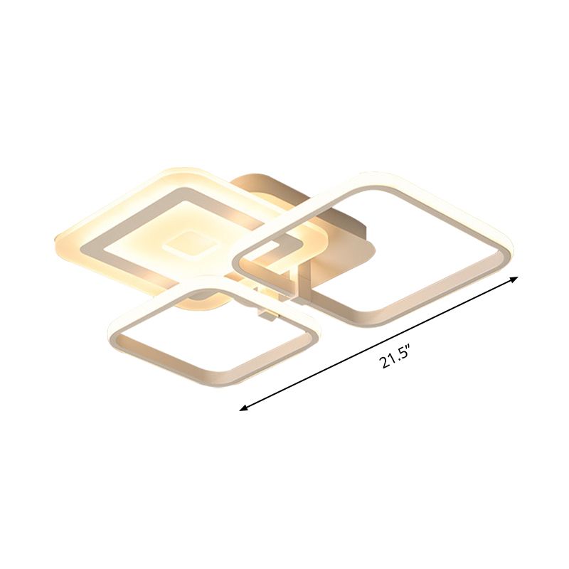 Acrylic Square Semi Flush Simple LED White Close to Ceiling Lighting Fixture in Warm/White Light