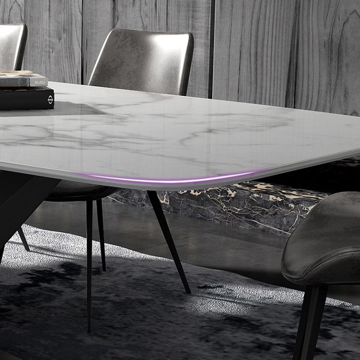 Metal Contemporary Rectangular Dining Table Sintered Stone Table for Dining Room