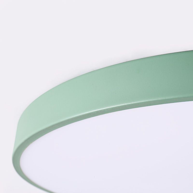 Lampada da soffitto a LED di forma rotonda moderna Macaroon Iron 1 Light Flush Mount per sala da pranzo