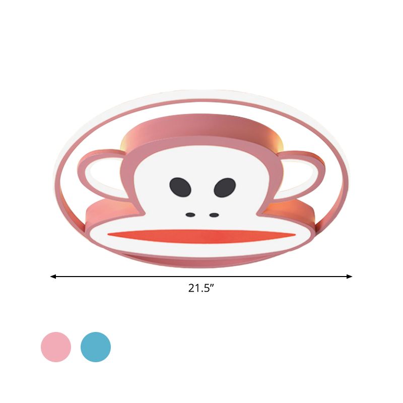 Monkey Acryl-Unterputz-Beleuchtung, Cartoon-LED-Unterputz-Deckenleuchte mit rosa/blauem Finish für Kinderzimmer