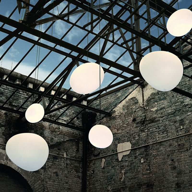 Nordique pavé pavé en verre blanc lampe à la suspension de la salle à manger 1