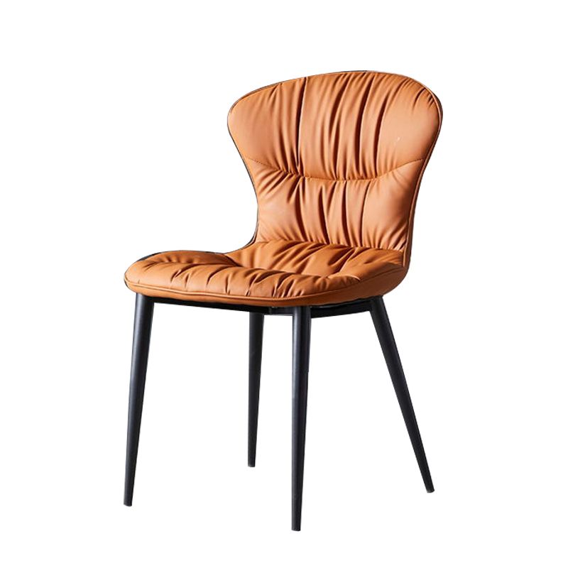 Faux Leather Dining Chair Wingback Armless Chair with Black Legs