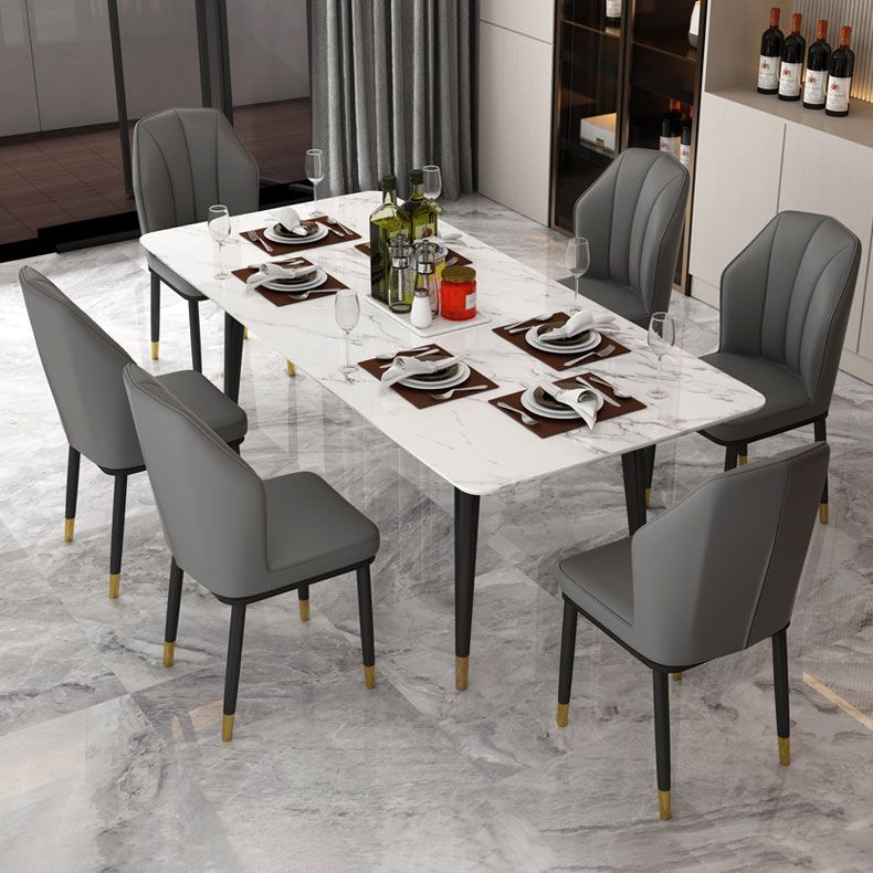 Chaise d'appoint scandinave pour salle à manger rembourrée en métal à oreilles (Ensemble de 4)