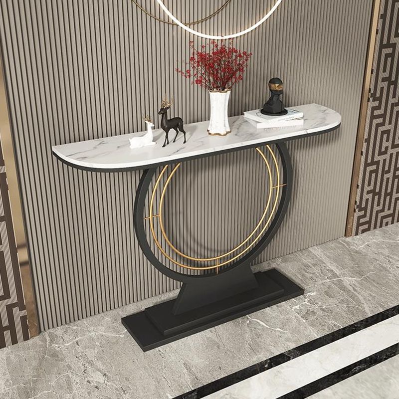 Contemporary Console Accent Table Antique Finish Half Moon Console
