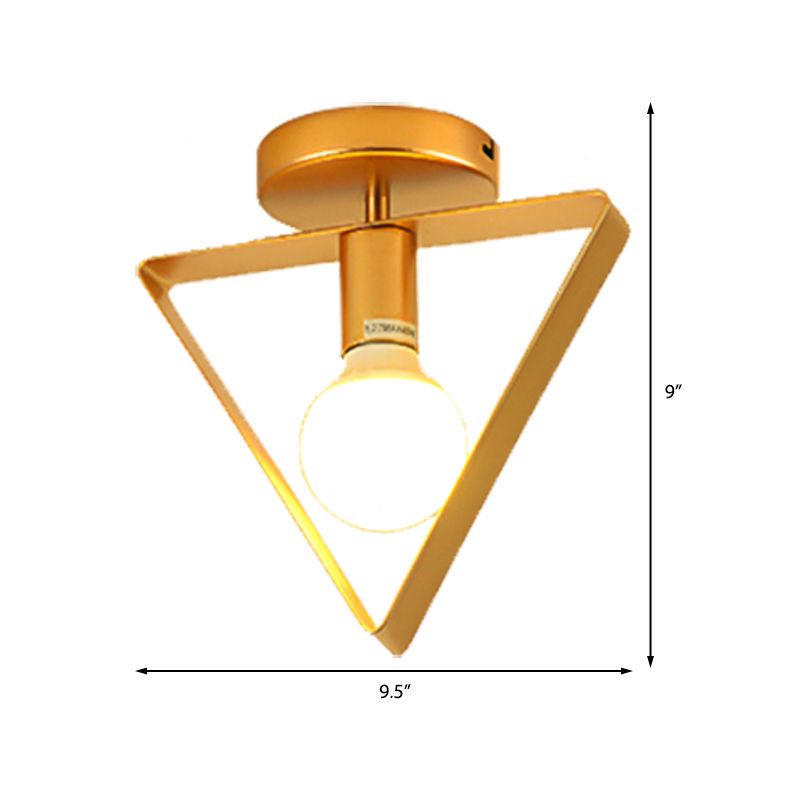 Driehoek/Vierkante/Ronde Schaduw Semi Flush Mount Lighting Metal Nordic 1 Light Semi-Flush Mount Plafond Licht in Goud voor Corridor