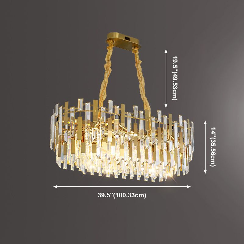 Geometria in stile contemporaneo forma isola luci di cristallo isola illuminazione in oro