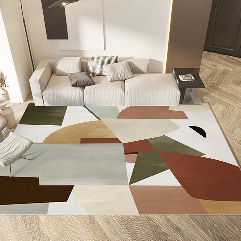 Orange Nordic Rug Polyester Color Piece Rug Washable Rug for Living Room