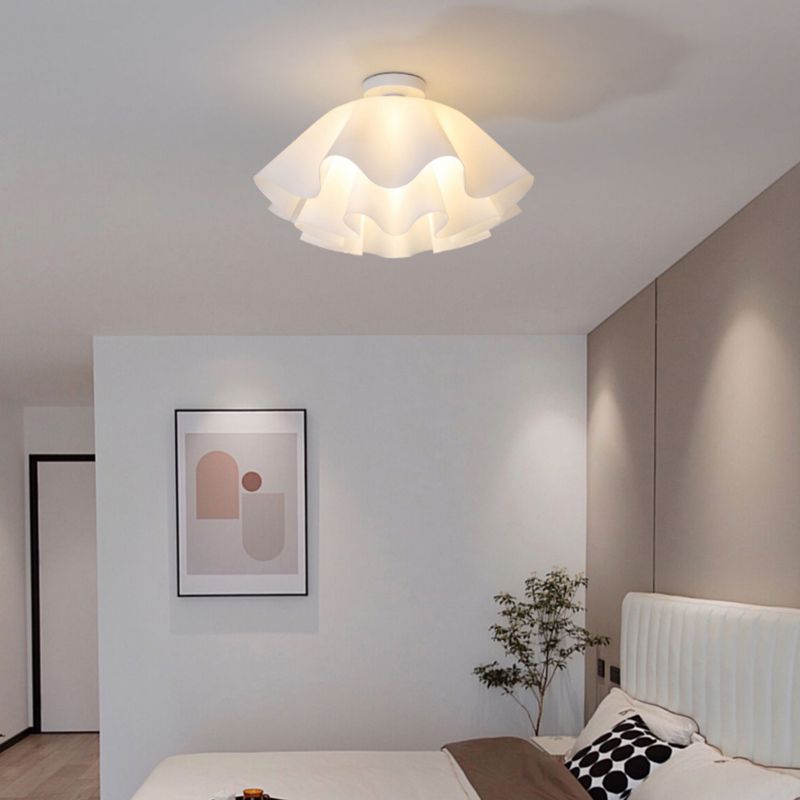 Flower Shape 1 - Light Flush Mount Light Iron and Acrylic Flush in White