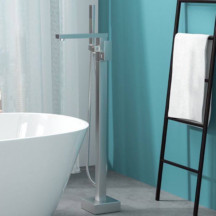 Modern Freestanding Bathtub Faucet Copper Floor Mount Freestanding Bathtub Faucet