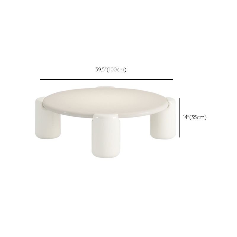 Round Wood Coffee Table White 4 Legs Cocktail Table for Home