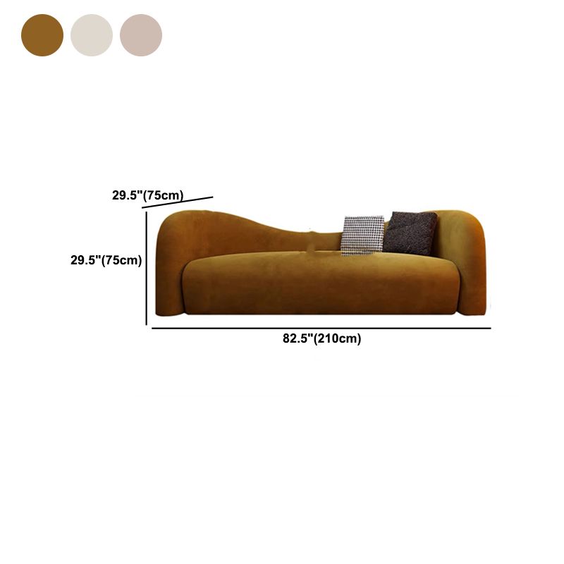 Modern Style Sofa Bed Curved Back with Sponge Cushions Filled with Sloped Armrest