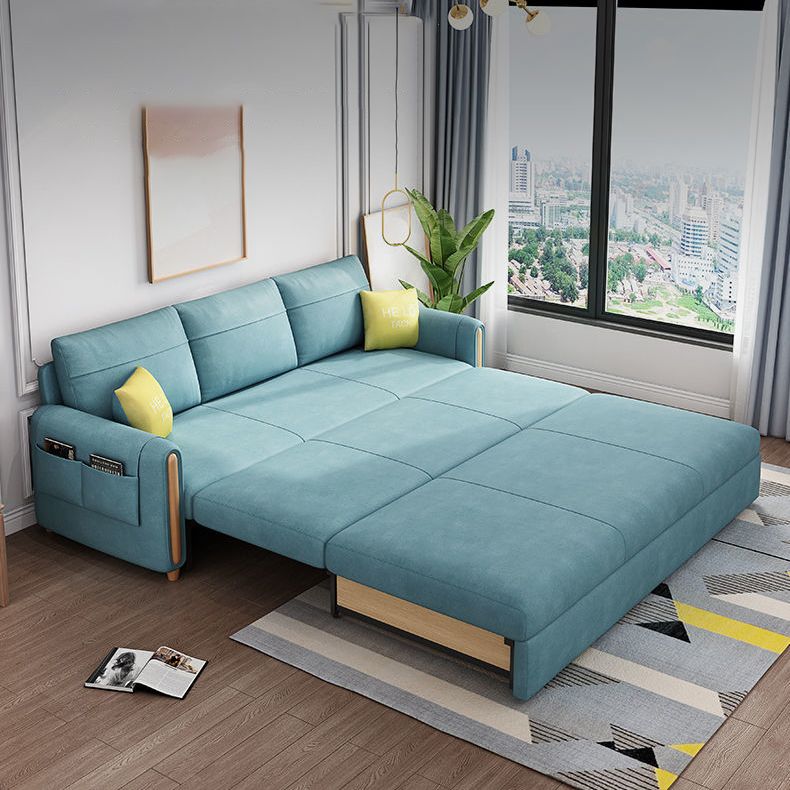 Green Faux leather Sleeper Sofa Scandinavian Style Sofa Bed for Home