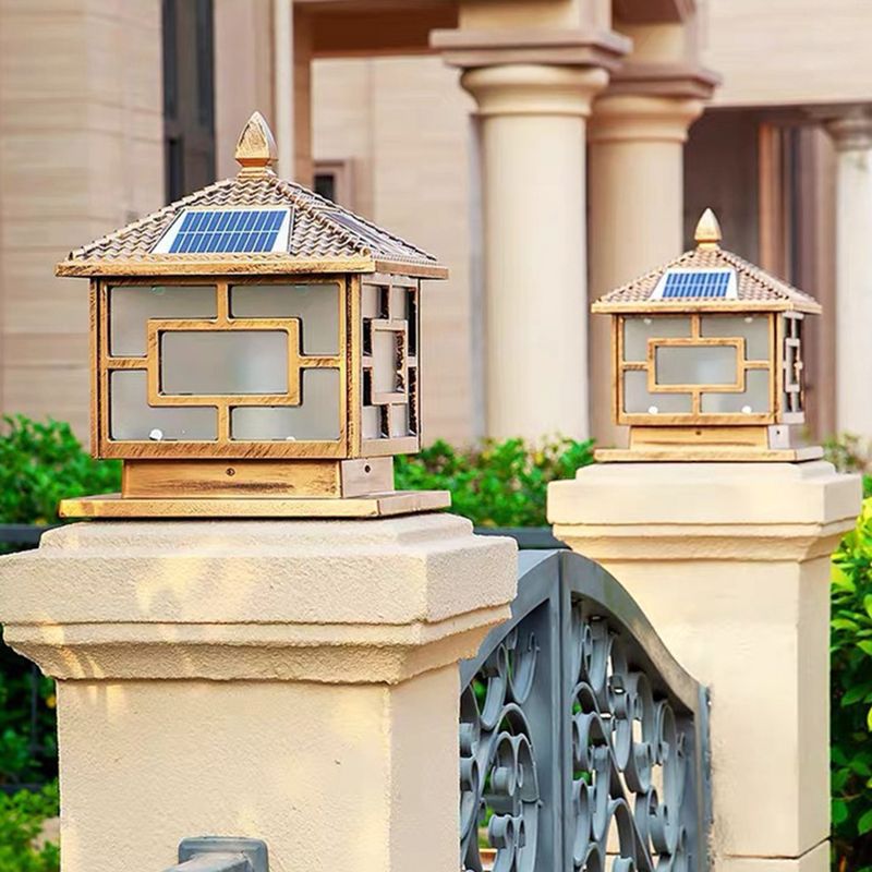 Contemporary Square Shape Pillar Light with Metal for Courtyard