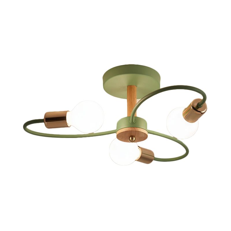 Spoetnik semi-inbouwlamp eigentijds metaal 3/6/8 lampen grijs/groen semi-inbouw plafondarmatuur met gebogen arm