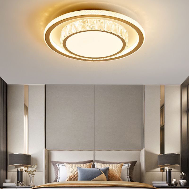Contemporary Crystal Ceiling Light Multi-Layer LED Flush Mount Light for Living Room