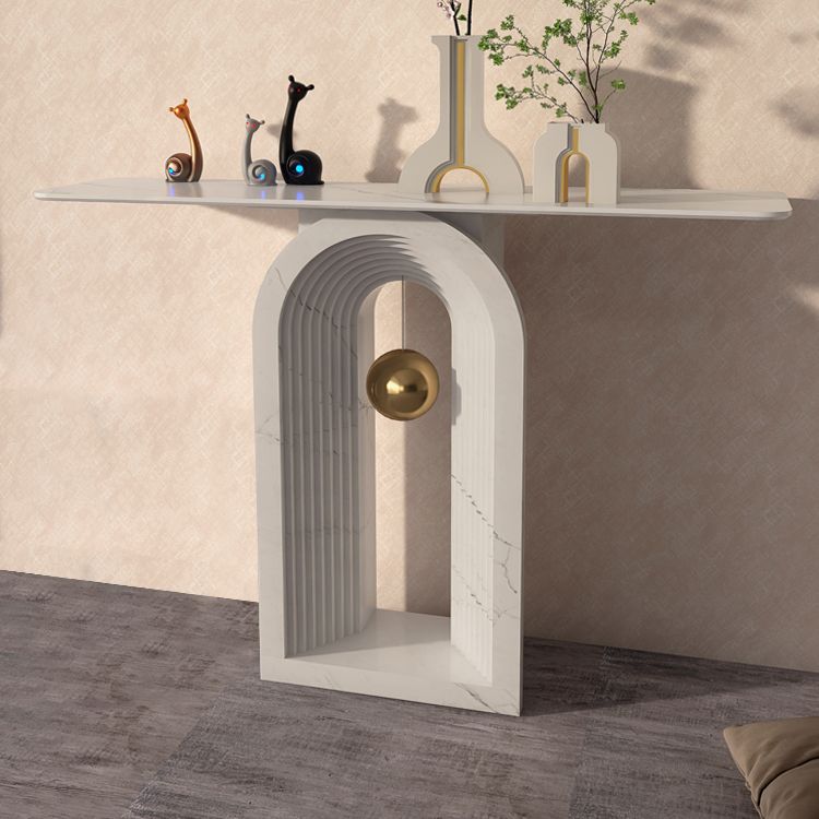 Contemporary White Console Table Rectangle Console Sofa Table for Hall